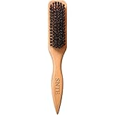100% Boar Bristle Slick-Back Brush | Natural Wooden Styling Tool to Restore Shine & Frizz Control, Smooth Flyaways | Teasing 