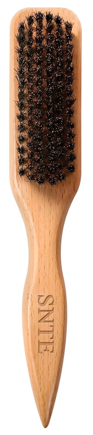 Photo 1 of 100% Boar Bristle Slick-Back Brush | Natural Wooden Styling Tool to Restore Shine & Frizz Control, Smooth Flyaways | Teasing to Add Volume | Perfect for Sleek Ponytails, Buns & Men's Beard Grooming