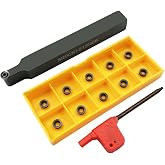 ASZLBYM 11PCS RCMT060204 MO R3 Round Carbide Inserts Milling Cutter with SRDCN 1212H06 1/2&rdquo; / 12mm Round Carbide Metal Lathe Tools Indexable Turning Tool Milling Insert Holder Lathe Cutting Tools