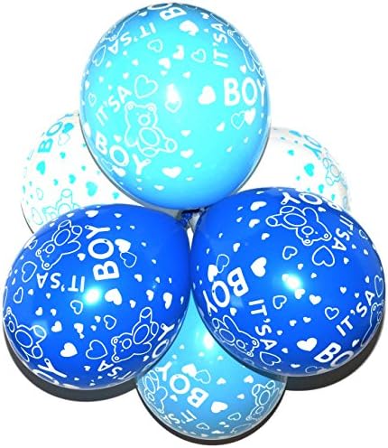 Happium Pack of 10 - 12" Latex Balloons for Baby Shower - Baby Boy (Mix Teddy)