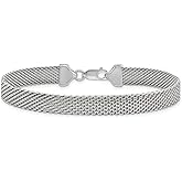 Savlano 925 Sterling Silver 7MM Coreana Flat Mesh Chain Bracelet - 18K Gold Plated 7.5 Inch Mesh Bracelet for Women - Made in Italy Comes Gift Box