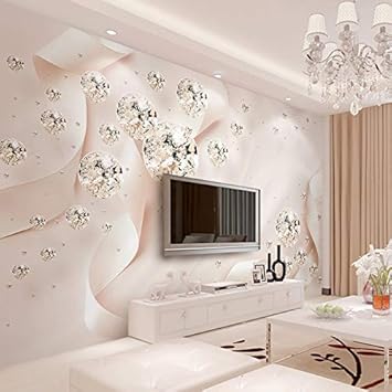 Amazon Com Custom Photo Wallpaper Modern 3d Creative Pink Ribbon Silk Wall Painting Diamond Jewelry Wall Decor Wallpaper For Bedroom Walls Cchpfcc 280x0cm Baby