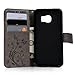 Mavis's Diary Galaxy S6 Edge Wallet Case (Not for S6,S6 Edge Plus), Premium PU Leather Embossed Floral Magnetic Clasp Card Slots Flip Folio Cover with Hand Strap & Crystal Pen & Dust Plug - Gray