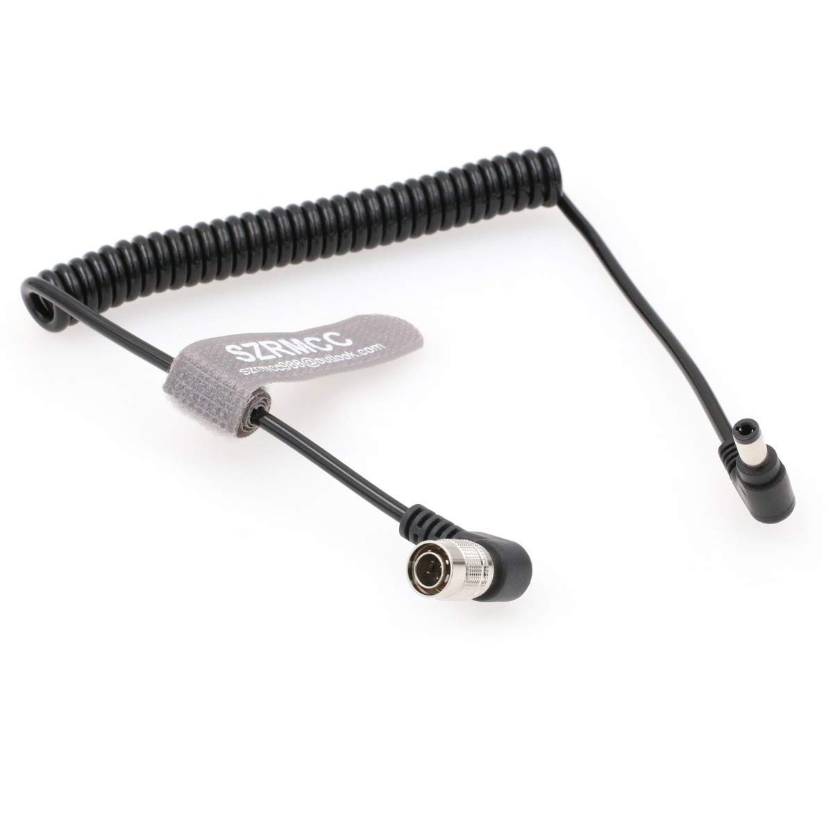 SZRMCC DC 2.5mm to Right Angle Hirose 4 pin Male Coiled Power Cable for Sound Devices 688 644 633 Zoom F4 F8 Zaxcom (Elbow 4pin to Elbow dc2.5)