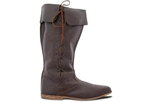 BOKAAW Renaissance Pirate Boots for Men's Medieval Chic Knight Boots Western Cowboy Boots Distressed Boot Vintage Costume Accessories Pu Leather Cosplay(US 10.5, Brown)