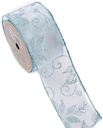 2-1/2-Inch Wide by 10 Yard Spool Wired Edge Craft Ribbon (464 Christmas Leaf Lake Green)