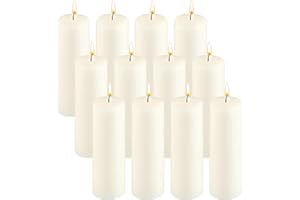 Ivory Pillar Candles Bulk, 12 Pack Unscented Votive Candles, Paraffin Wax Emergency Candles, Smokeless Wedding Candles, Dripl