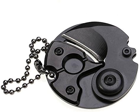 iRibbons The Smallest Knife in the World-Coin Shape Folding Pocket Keychain Mini Knife (Black)