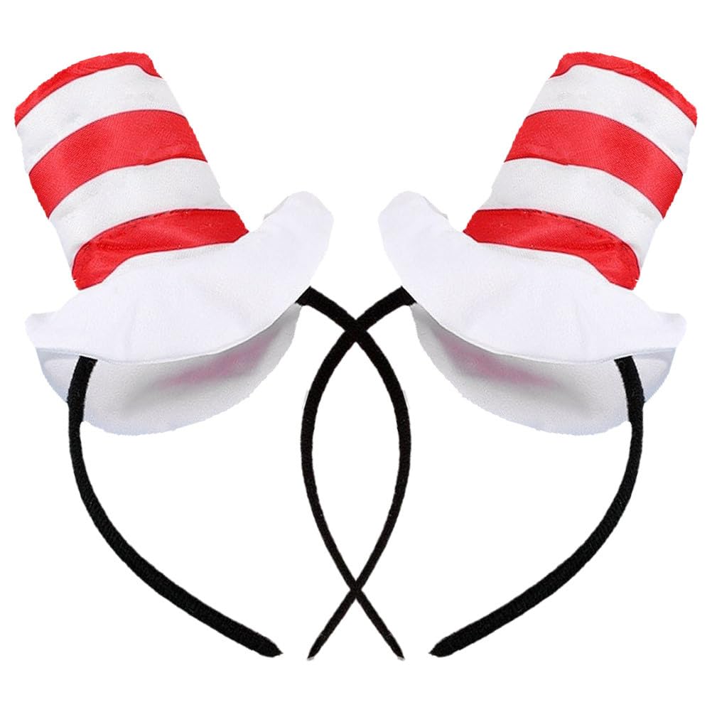 UPKOCH Costume Headband 2Pcs Red White Striped Party Headwear for Kids Fancy Dress Cosplay and Book Day Events