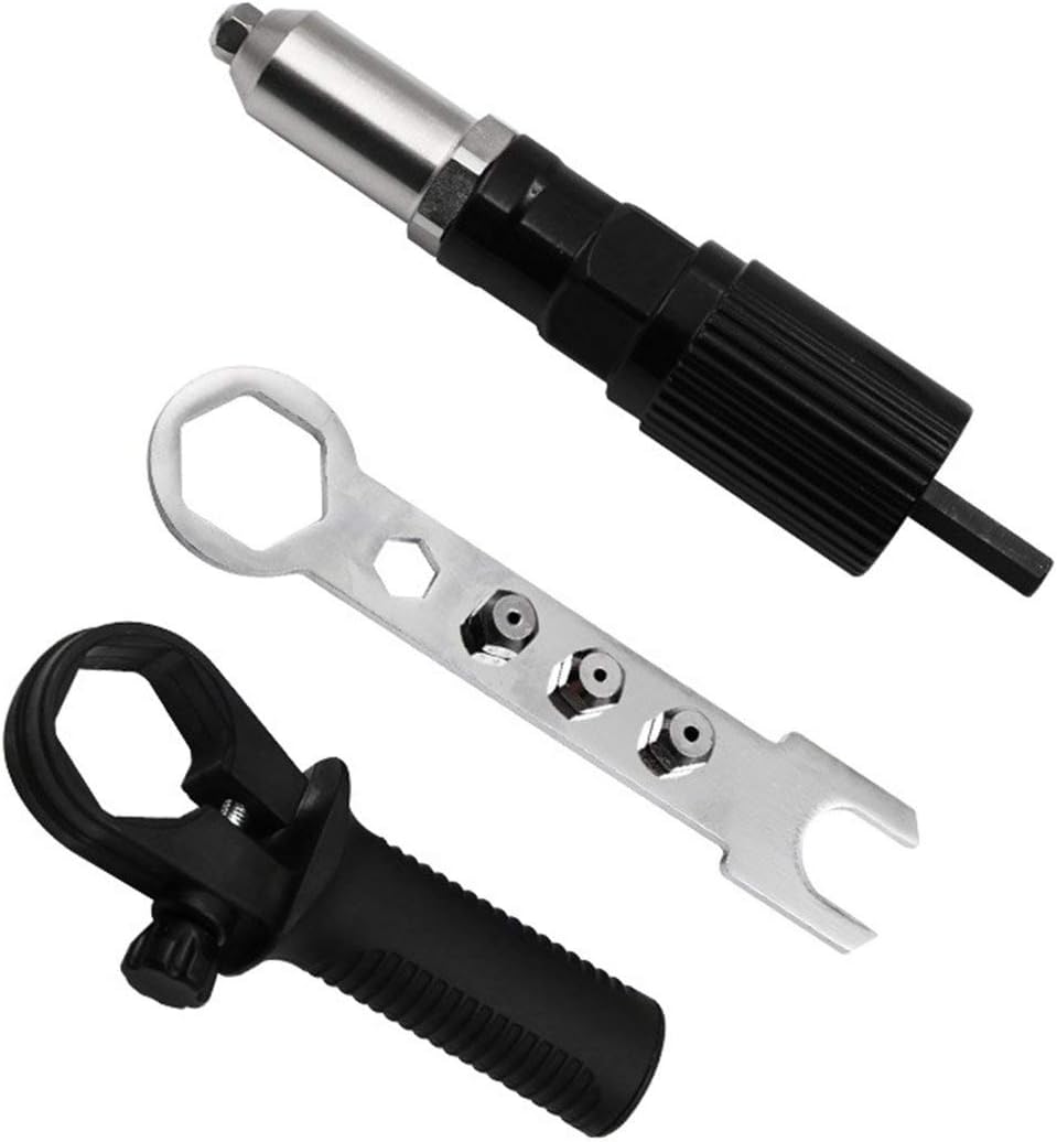 Electric Rivet Nut Gun Multifunction Riveting Drill Adaptor Auto Cordless Insert Nut Tool Electric Drill Tool&(Color:Black)