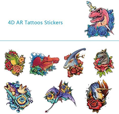 Temporary Tattoos Stickers 4D AR, SUSUN Waterproof Creative Dynamic Augmented Reality Tattoo Stickers Paste Durable Fantastic Tattoos for for girls boys toys gift (Dinosaurs)