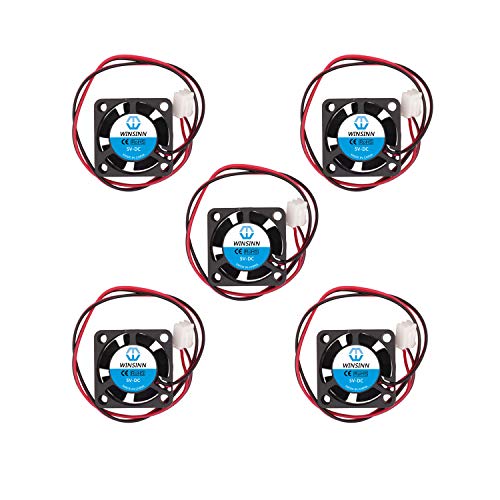 WINSINN 25mm Fan 5V DC Brushless Quiet Cooling 2510 25x10mm for 3D Printer Notebook - 2Pin 0.1A 0.5W 8500+-10% RPM (Pack of 5Pcs)