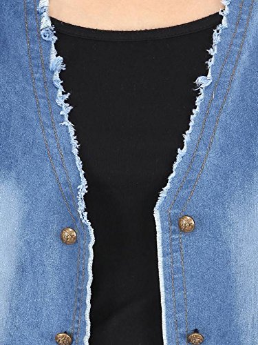 trendy frog women rough look deinm light shrug, blue,