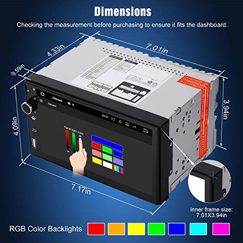 PUMPKIN Android 8.0 Car Stereo Double Din GPS Radio with 4GB RAM, WiFi, Support Fastboot, Backup Camera, Android Auto, 128GB USB SD, AUX, 7 inch Touchscreen - Thumbnail 6