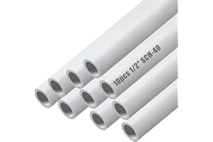 Sasylvia 10 Pcs White PVC Pipe DIY Projects Sch40 Furniture Grade for Home, Greenhouse, Garden, Farm, Workshop (1/2 Inch,4 Ft)
