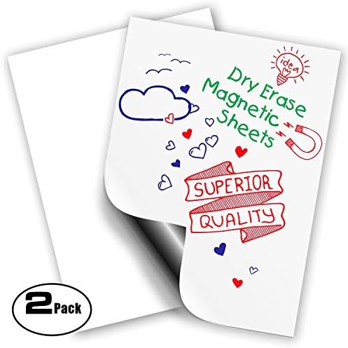 Magnetic Dry Erase Sheets | White Blank 13.75” x 17.75” Magnet for Refrigerator and More| Strong Flexible Wipe Off Fridge White Board | Schedule, Grocery List, Notepad, Checklist, Memo | 2 Pack