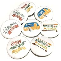 12 pcs set happy camper theme pinback DIAMETER 1.5" or 2.25" buttons for birthday party favors collectible flair pin summer camp