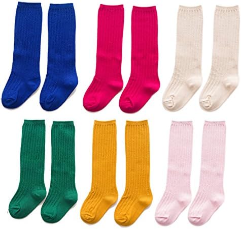 Kids Socks Cable-Knit Knee-High Socks Girls Children Casual Tube Sock 6-Pairs