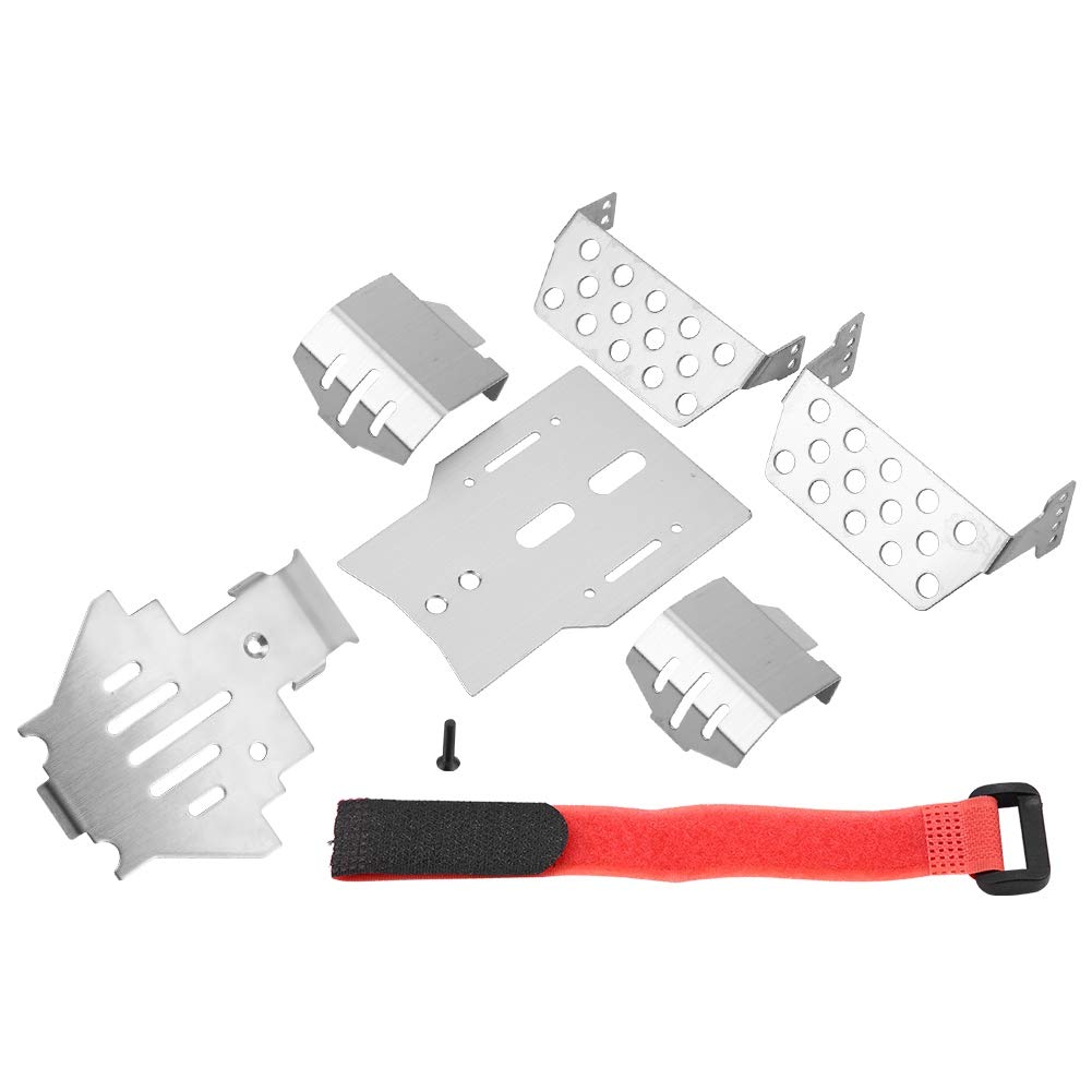 Drfeify RC Car Chassis Armor, Silver 6 Pcs Stainless Steel Chassis Armor Chassis Plate Upgrade Accessories for T RX-4 RC Car