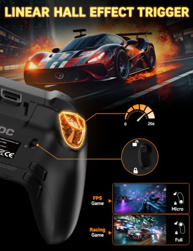 AOC PC Controller with Interactive Screen, Hall Effect Sticks & Triggers | for PC/Switch/Switch 2/PS4/iOS/Android/Steam Deck, BT/2.4G/Wired, Screen Setup,No-Drift Hall Joysticks, Macro,RGB, Up to 18H