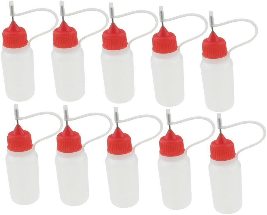 JIUWU 10 ml Squeezable Empty Liquid Dropper Filler Bottle Needle Tip & Cap Red cap