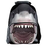 OrrinSports Felt Fabric School Backpack Bags 3D Animal Print Cute Hiking Laptop Daypacks Shark-16