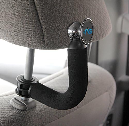 Rear View Safety Headrest Hook with Magnetic Phone/Tablet Mount (Two Pack)