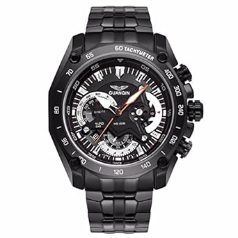 Generic GUANQIN 100 Meters Waterproof Fire Resistant 24 Hour Date Display Stopwatch Chronograph Men Watch