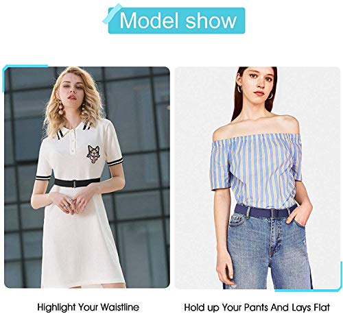 JasGood 4 Stück Unsichtbarer Gürtel Damen, Stretchgürtel Elastischer Gürtel Einstellbar, No Show Web Gürtel Komfortabel Flach Glatt Metallschnalle für Jeans Hosen Kleid