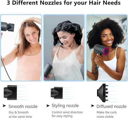 Jooayou Professional Hair Dryer 2000W Fast Dry Negative Ions Hair Blow Temperature Hairdryer with Diffuser Hairdryer with 2 Speeds, 3 Heating and Cool Button