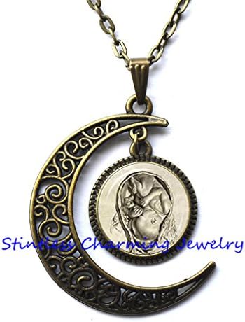 Crescent Moon Necklace Handmade,Midwife Gift FETUS Necklace Pendant Fetus Womb Baby OBGYN Pregnancy Midwife Doctor Anatomy Anatomical Art Necklace