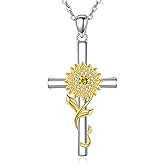 YAFEINI Cross Necklace Sunflower/Faith/Ladybug/Nurse/Baseball Pendant Religious Jewelry for Women