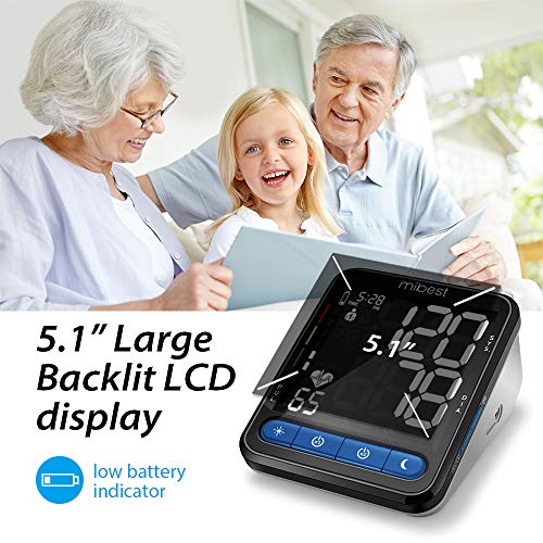 MIBEST Blood Pressure Monitor with Talking Function - Talking Blood Pressure Cuff with Large Display - 8.7-16.5" BP Monitor Machine - 240 Memory - Blood Pressure Kit with Batteries Adapter Included - Thumbnail 2