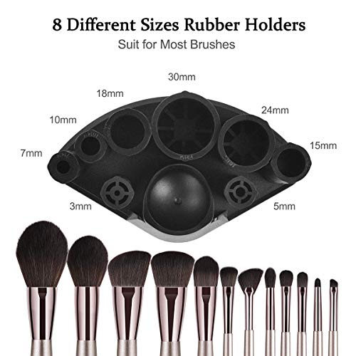 GTESCO Makeup Brush Cleaner Dryer Electric Automatic Cosmetic Brush Cleaning Device Tools Kit Machine Spinner 360º Rotation with 8 Rubber Fit All Size Brushes