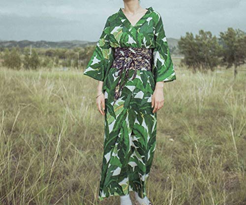 Traditional Japanese Kimonos Feeling Kimono Robe Floral Print Green Womens Kimonos,1,M - Thumbnail 4
