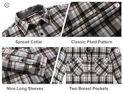 Damipow Flannel Shirt for Men Button Down Long