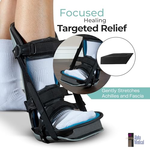 Alpha Medical Plantar Fasciitis Night Splint – Stretch Boot, Sleeping Boot, Achilles Tendonitis, Fascia, Calf Tendon Stretching, Heel and Bone Spur, Arch pain. Right & Left Foot. L4398 L4398 (Medium)