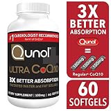 Qunol Ultra CoQ10 100mg, 3x Better Absorption, Patented Water and Fat Soluble Natural Supplement Form of Coenzyme Q10, Antioxidant for Heart Health, 60 Count Softgels