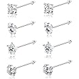 SEEDRILL 8-15Pcs 20G Nose Rings studs for Woman Hypoallergenic 316L Surgical Steel Nose Piercings Jewelry 2/3mm CZ L Shape Nose Rings 20 Gauge Nose Studs Nose Screw Studs Gold Silver