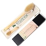 SpaVerde Natural Boar Bristle Body Brush and Face Brush Set for Dry Brushing, Bath and Shower, Green