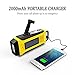 DaringSnail AM/FM NOAA Weather Emergency Solar Digital Crank Radio with 3W LED Flashlight, SOS Alarm & 2000MAh Power Bank（Yellow）