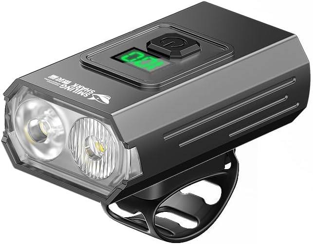 Smiling Shark Bicycle Lights, LED Bike Front Clip Light & Free Red Rear Light IPX6 Waterproof USB Rechargeable Powerful Safety Bike Headlight Accessories Set for Night Riding Cycling