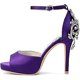 Creativesugar Lady Satin Dress Platform High Heels Wedding Sandals Crystal Back with Free Earrings
