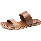 LM Women's Slide Sandals Two Band Slip On Flat Sandals Casual Summer Sandals