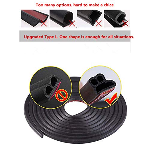 COOL·CAR 16Ft Long Self Adhesive Automotive Rubber Weather Draft Seal Strip Weatherstrip For Car Window Door Soundproofing Engine Cover(Thickened L Type 5M)