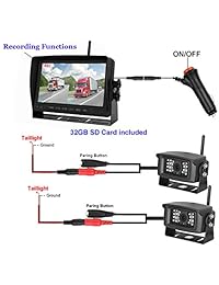 Cámara de copia de seguridad dual inalámbrica digital 7 '' Kit de monitor Grabadora de pantalla dividida para remolque   RV   Camión   Camper Cámara de visión trasera Visión nocturna IP69K a prueba de agua