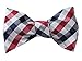 HISDERN SetSense Men's Plaid Jacquard Woven Self Bow Tie Set One Size Red / Blue
