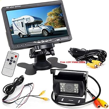 12 V-24 V 17,8 cm Auto TFT LCD-Bildschirm HD Monitor + Bus LKW-Anhänger 18LEDs IR-Nachtsicht wasserdicht Rückfahrkamera Backu