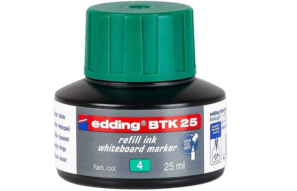 edding BTK 25 refill ink whiteboard marker - green - 25 ml - with capillary system, for quick refilling of almost all edding whiteboard markers
