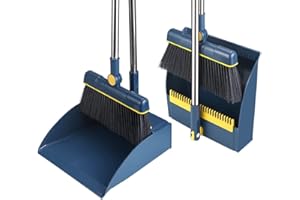 QIOJIRMU Broom and Dustpan Set for Home,Dustpan and Broom Set with 33 inch Long Handle for Home Kitchen Room Office Lobby Floor Use Upright Stand Up Broom and Dustpan Set for Home
